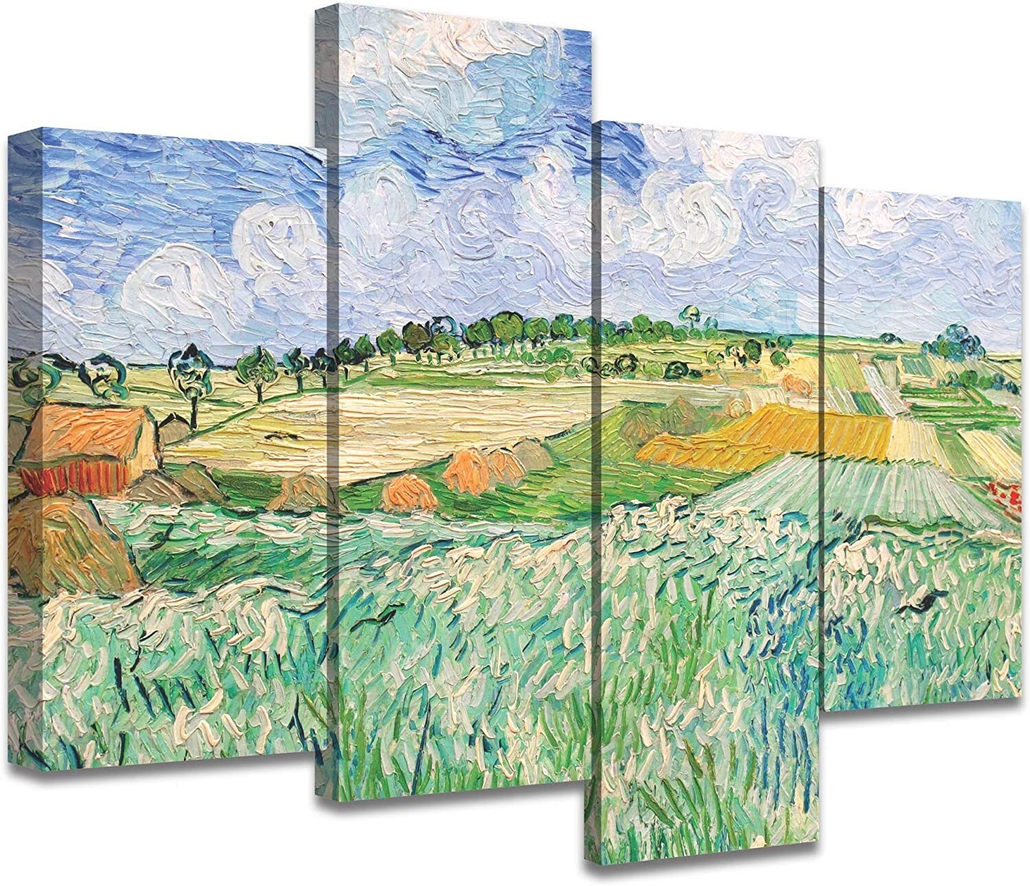 Van Gogh Wall Art Canvas Prints Set os 4 – Plain Near Auvers