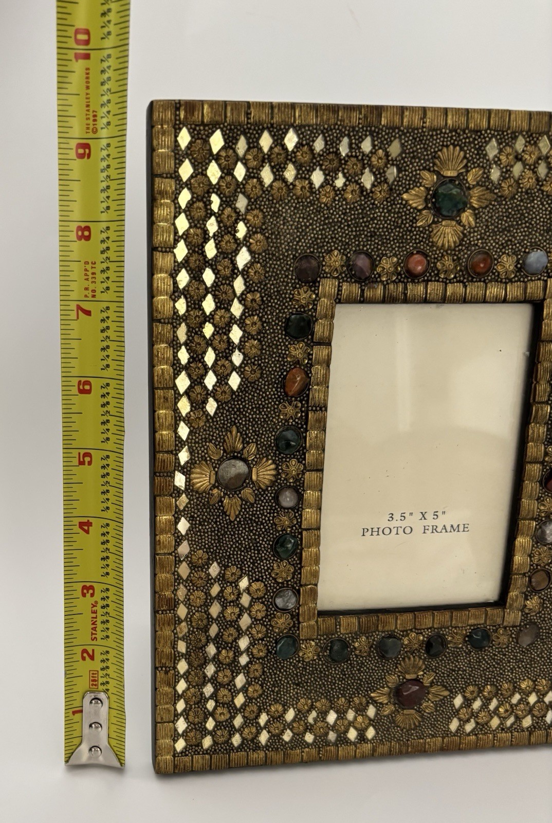 Ornate Made In India Jeweled Mosaic Photo Frame 3.5×5 Boho Moroccan Decor