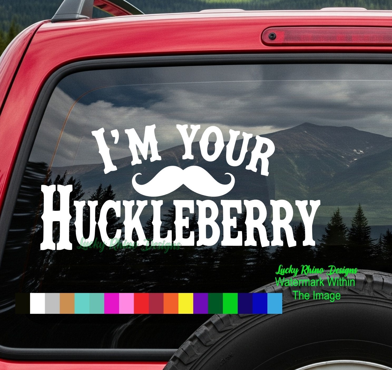« I&rsquo;m Your Huckleberry » Decal Sticker Mustache Dual Pistols Doc Holliday Quote