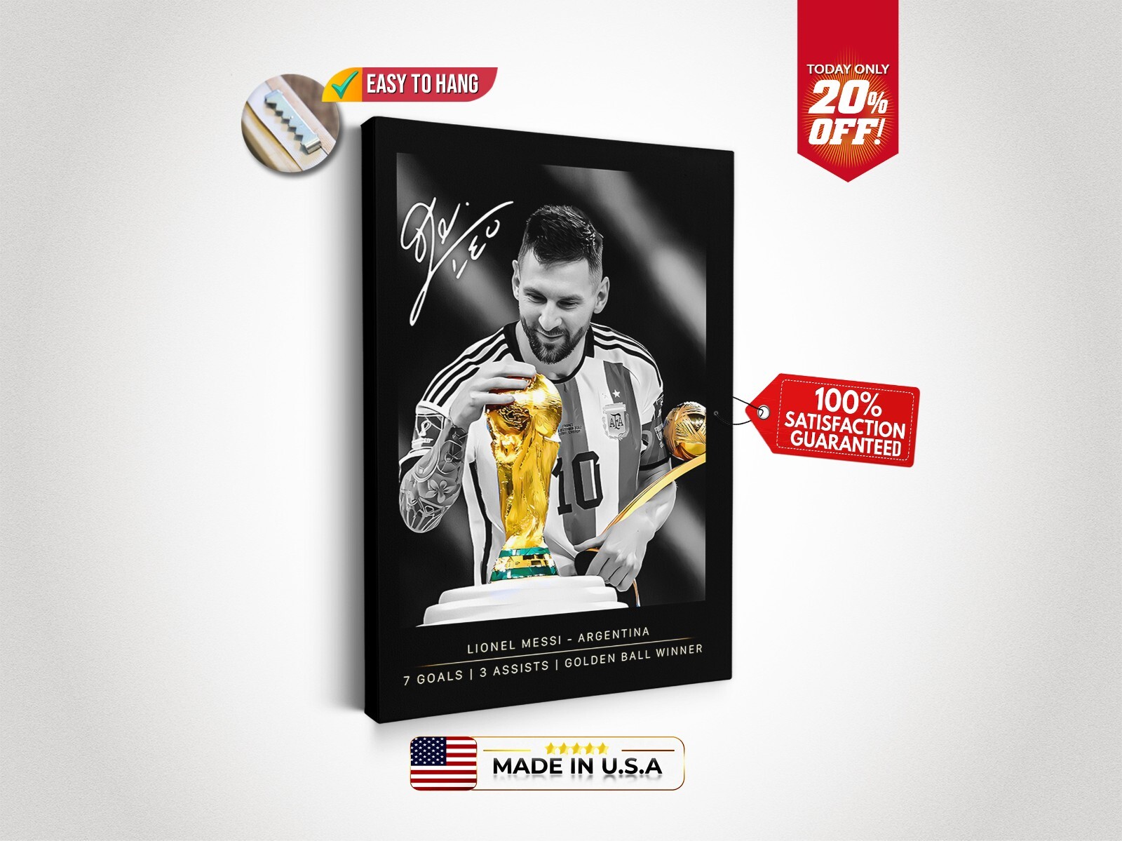 LIONEL MESSI 10 Football Legends Motivational Wall Art Framed Canvas Poster Gift