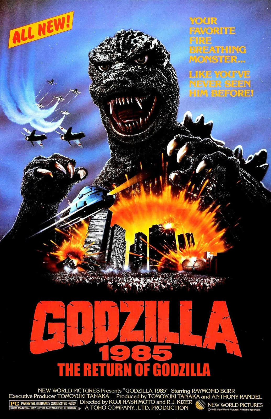 AA1639 Godzilla 1985 Film By Koji Hashimoto 1985 Vintage Movie Poster 11×17