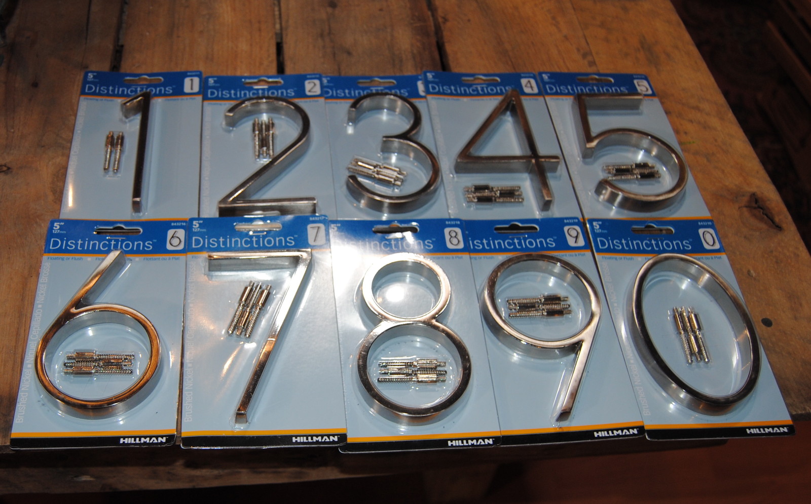 Hillman Modern 5&Prime; Floating or Flush Mount House Address Numbers Satin Nickel