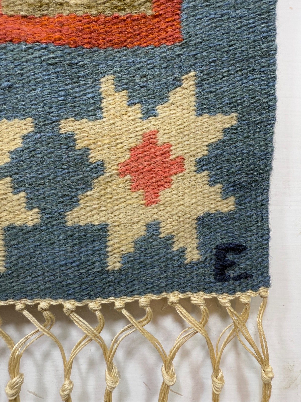 Vintage Gorgeous Hand Woven Swedish Scandinavian Signed LE Wool Weaving Tapestry