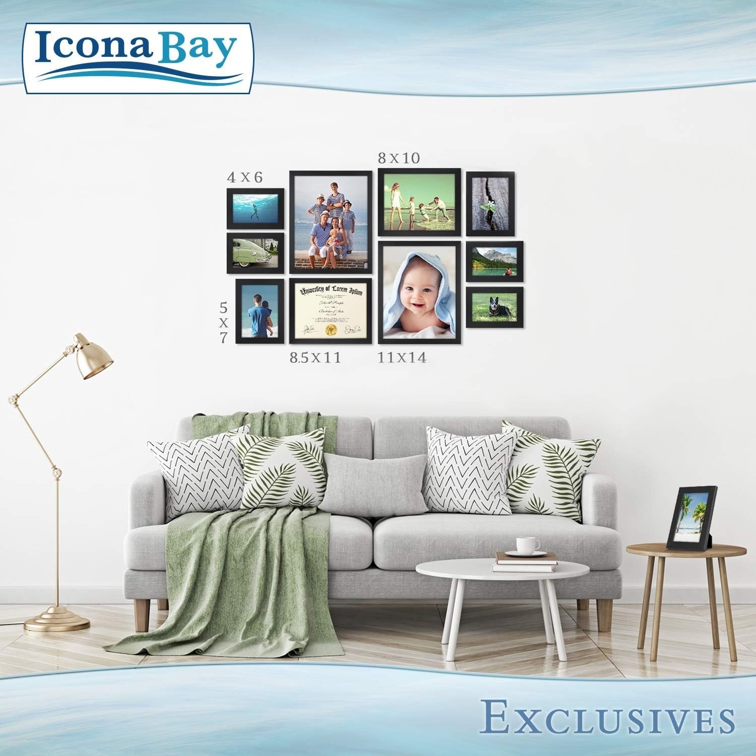 Elegant Black 4×6 Picture Frames – 6 Pack, Tabletop or Wall Mount Safety Assured