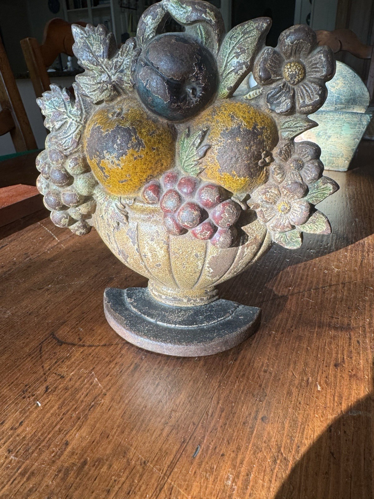Antique Hubley #456 Fruit Bowl Cast Iron Doorstop Beautiful Original Patina