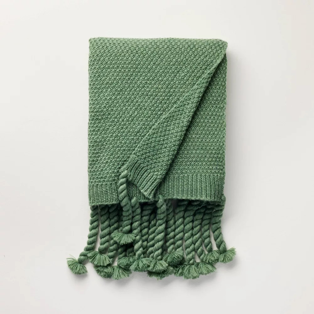Knit Throw Blanket Green – Hearth & Hand with Magnolia