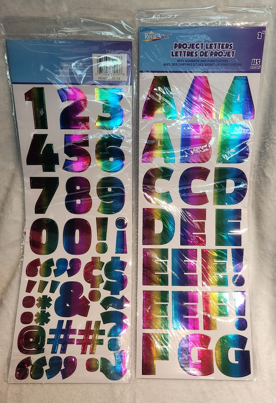 2 Pack Project Letters 2&Prime; With Number & Punctuation ( Metallic Rainbow) Stickers