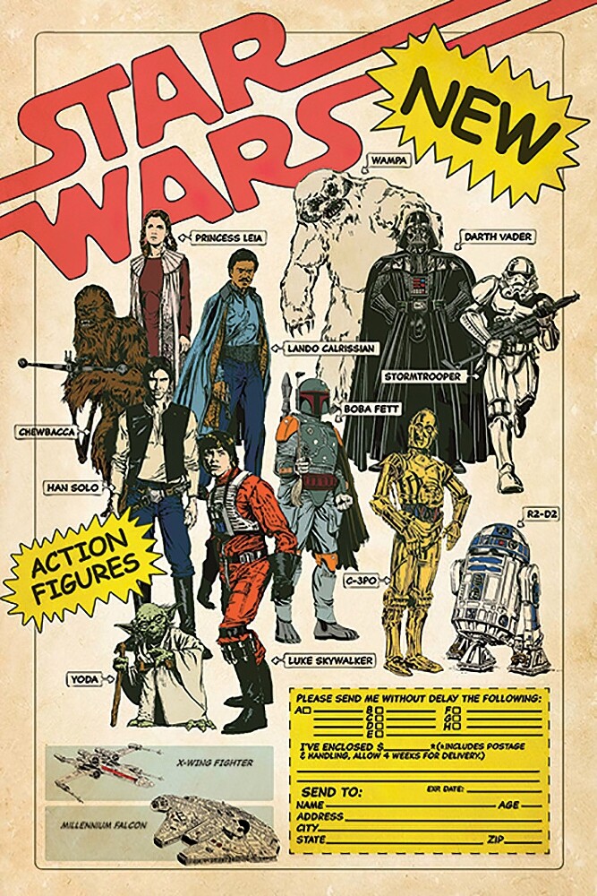 Star Wars – Poster (Action Figures – Darth Vader, Boba Fett & Luke Skywalker)