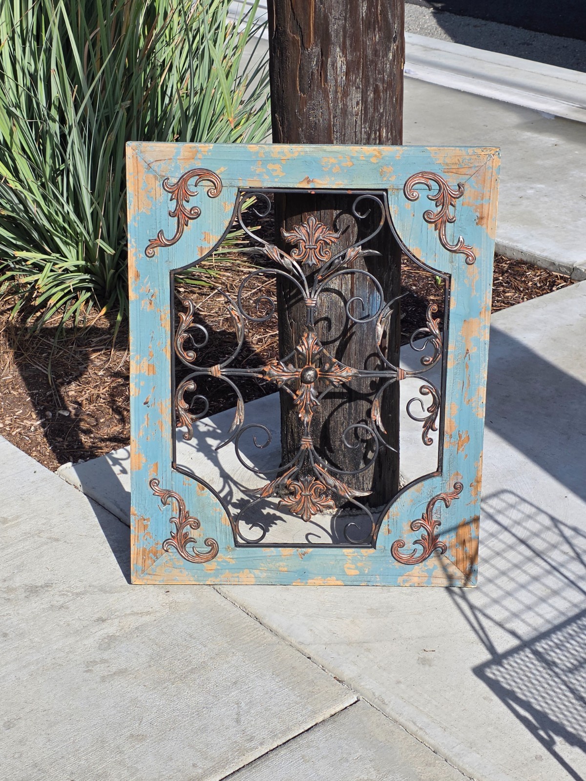 Rustic Turquoise Wood & Metal Medallion Wall Decor 24&Prime; x 30&Prime;