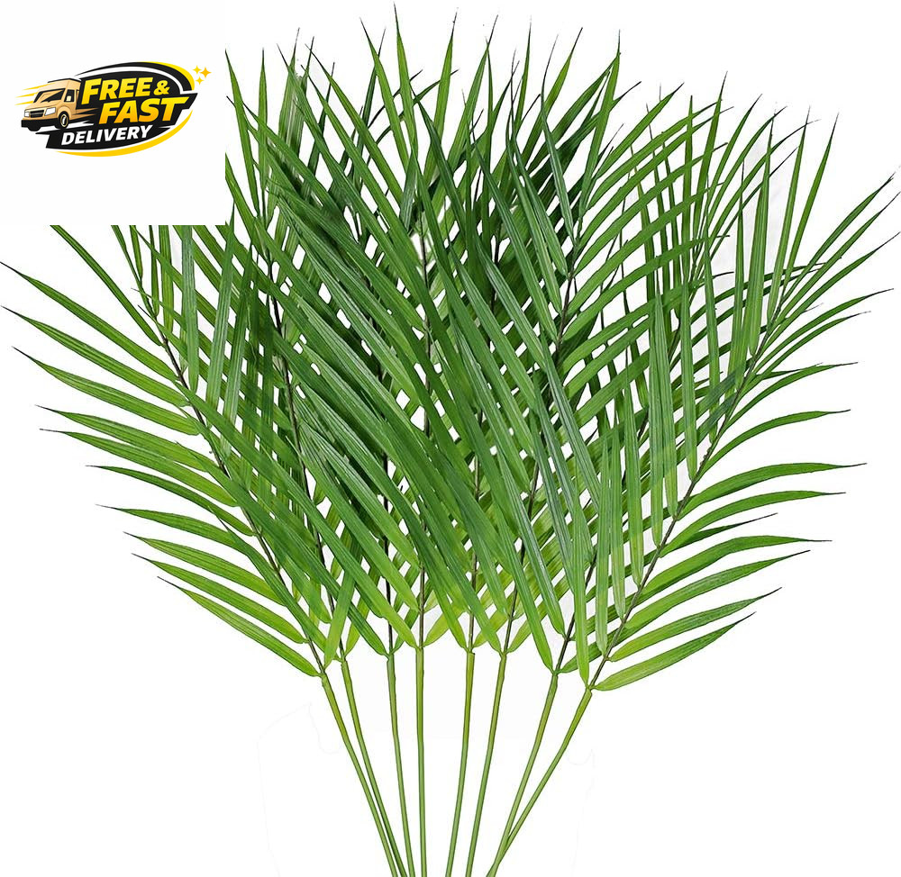 Artificial Areca Palm Leaves, 8 Pcs Faux Tropical Palm Tree Leaves