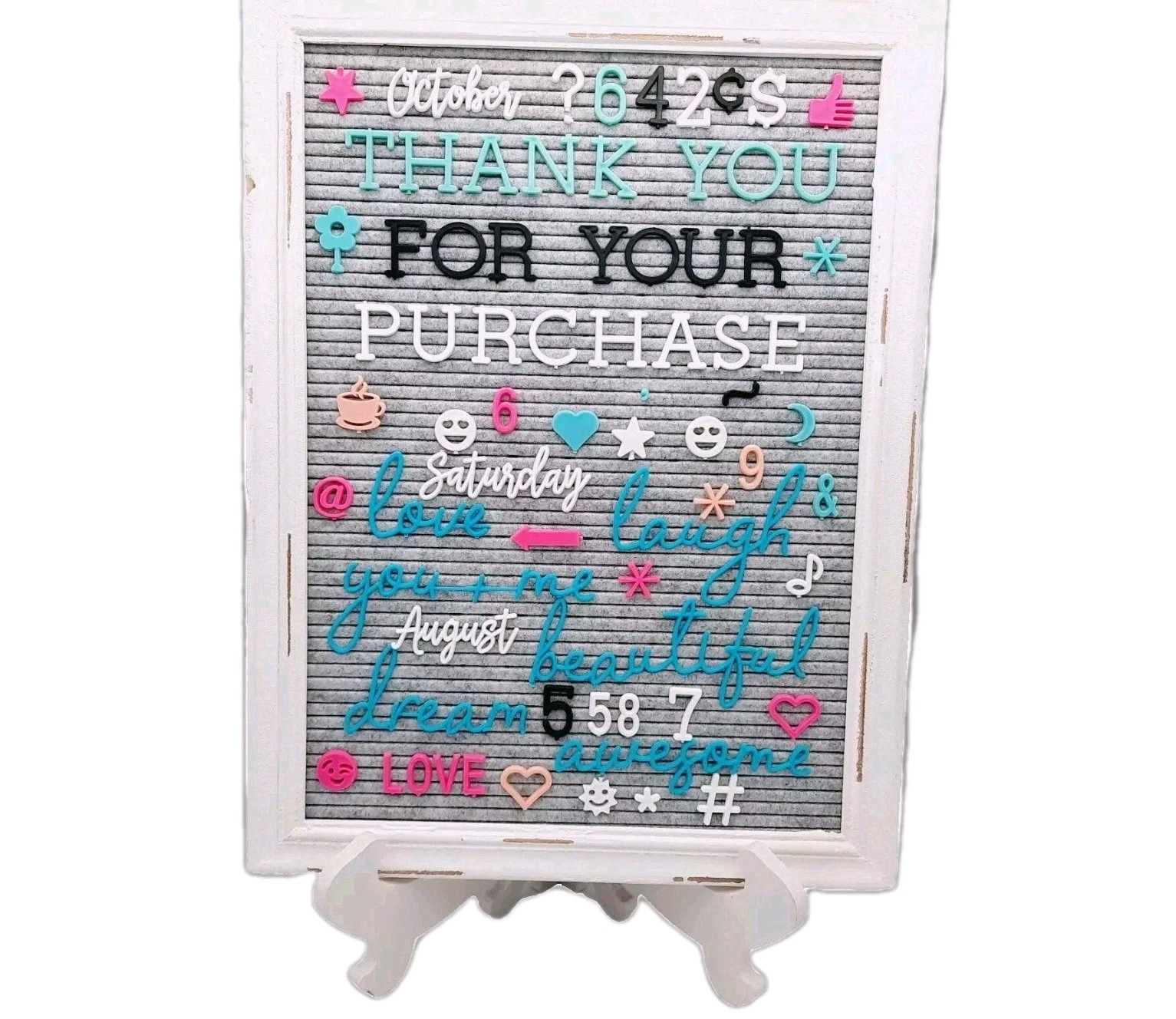 Message Letter Board Set 16 x 12 White Easel 1364 Letters Nos Symbols Organizers