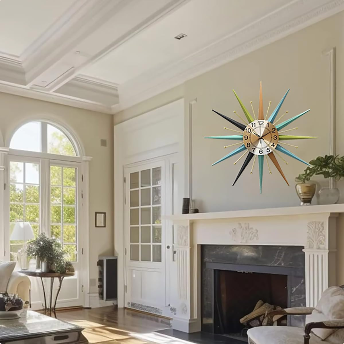 22&Prime; Mid-Century Star-Shaped Silent Metal Crystal Wall Clock for Any Room