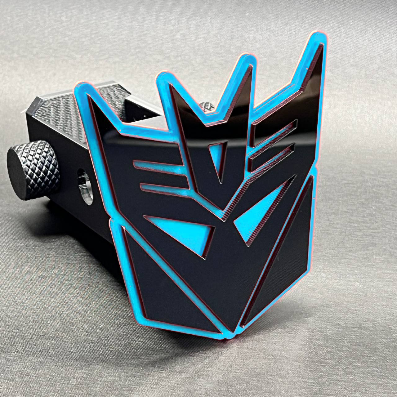 Decepticon Hitch Cover Hitch Car Badge 3D Exterior Car Emblem Black  L.BLUE 1x