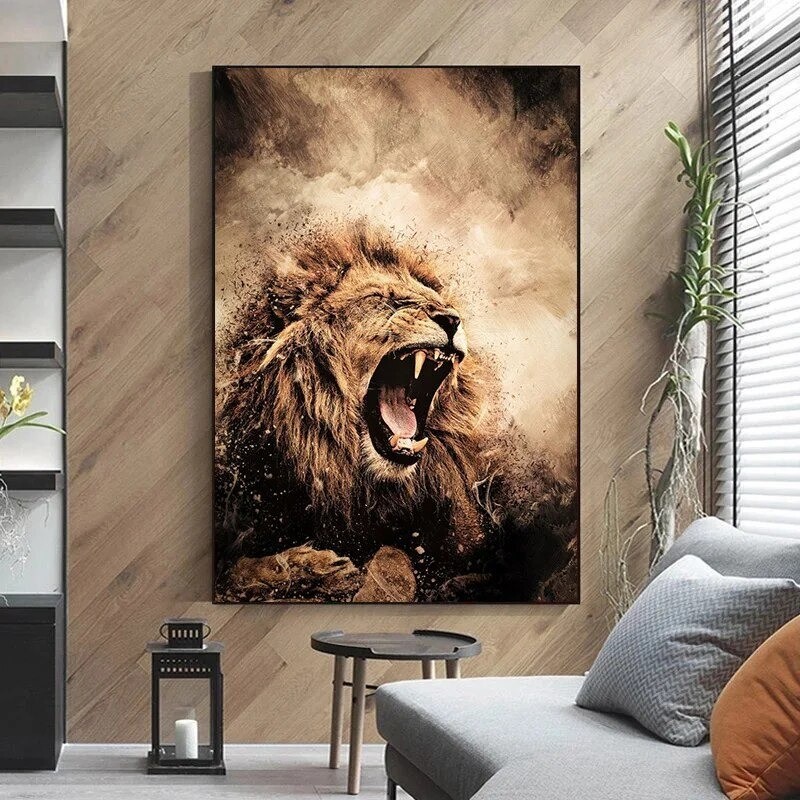Animal Wall Art Lion Canvas Painting Canvas Prints Art Home Decor Canvas Mural