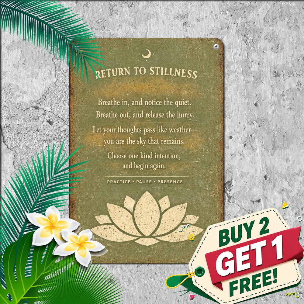 Inner Peace Lotus Flower Quote Tin Sign Inspirational Zen Yoga Studio Plaque