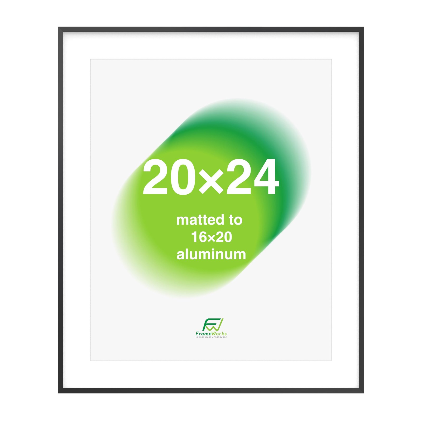20×24 Matted to 16×20 Picture Frame – Aluminum Frame w/Tempered Glass, Remova…