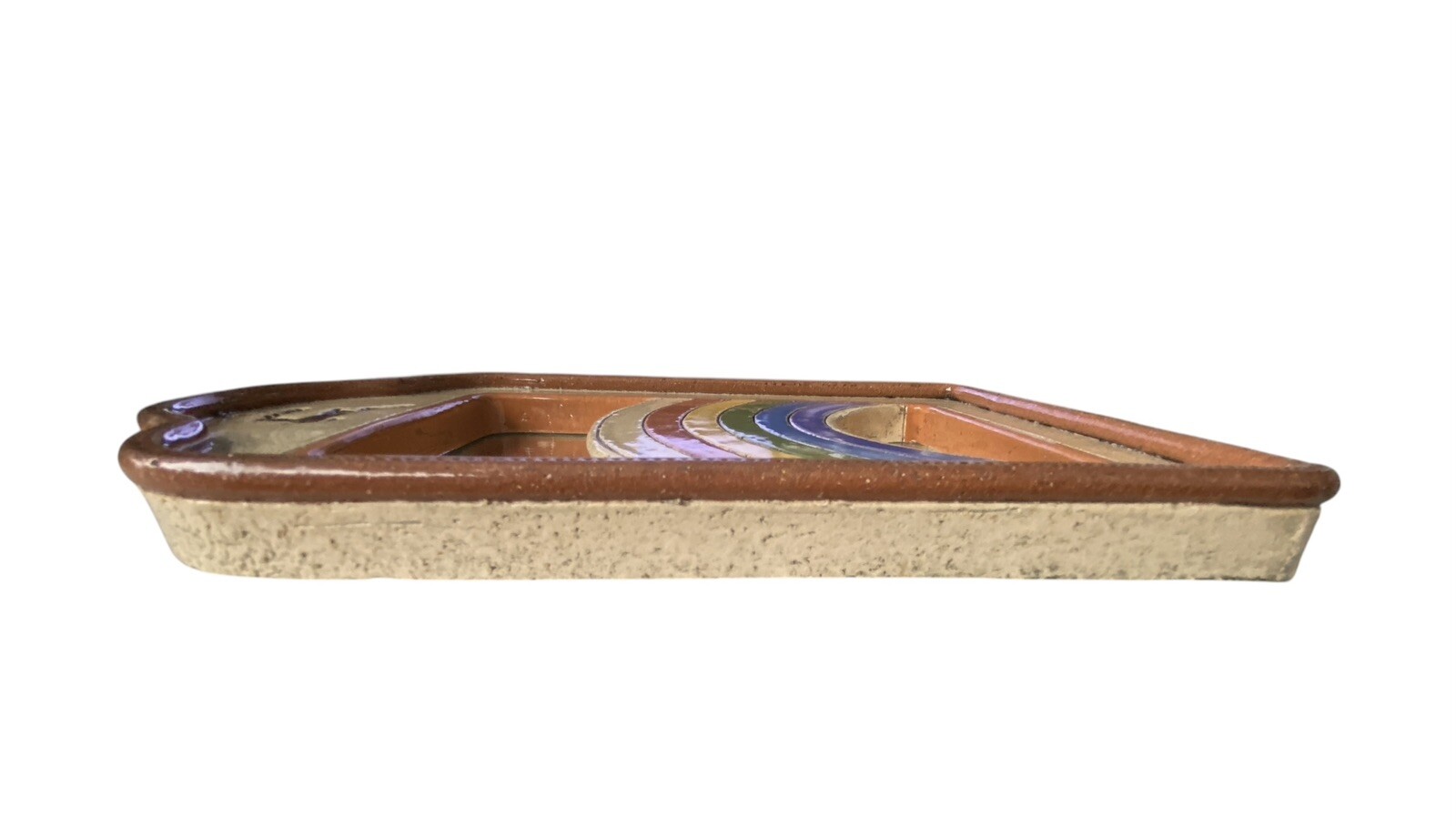 Unique Handmade Boho Wall Mirror Stone, Rainbow, Deer Stamped Wall Decor 9 7/8 T