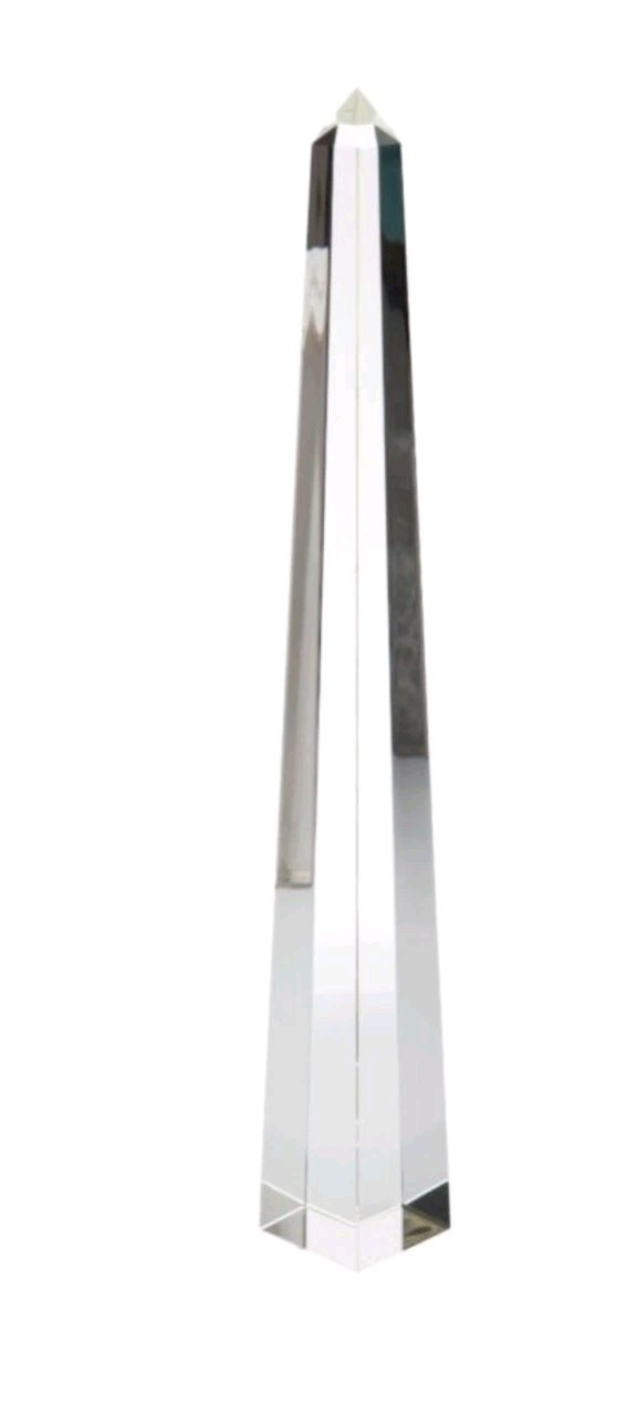 Modern Crystal Glass Obelisk Finial Figurine Table Decor -22&Prime;H