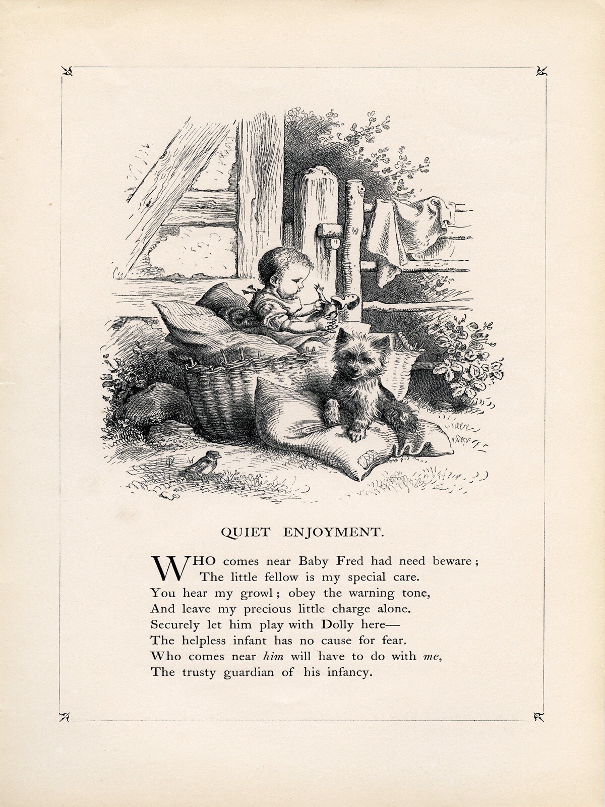 11274.Decor Poster.Room kitchen interior.Vintage wall art.Baby and dog playing