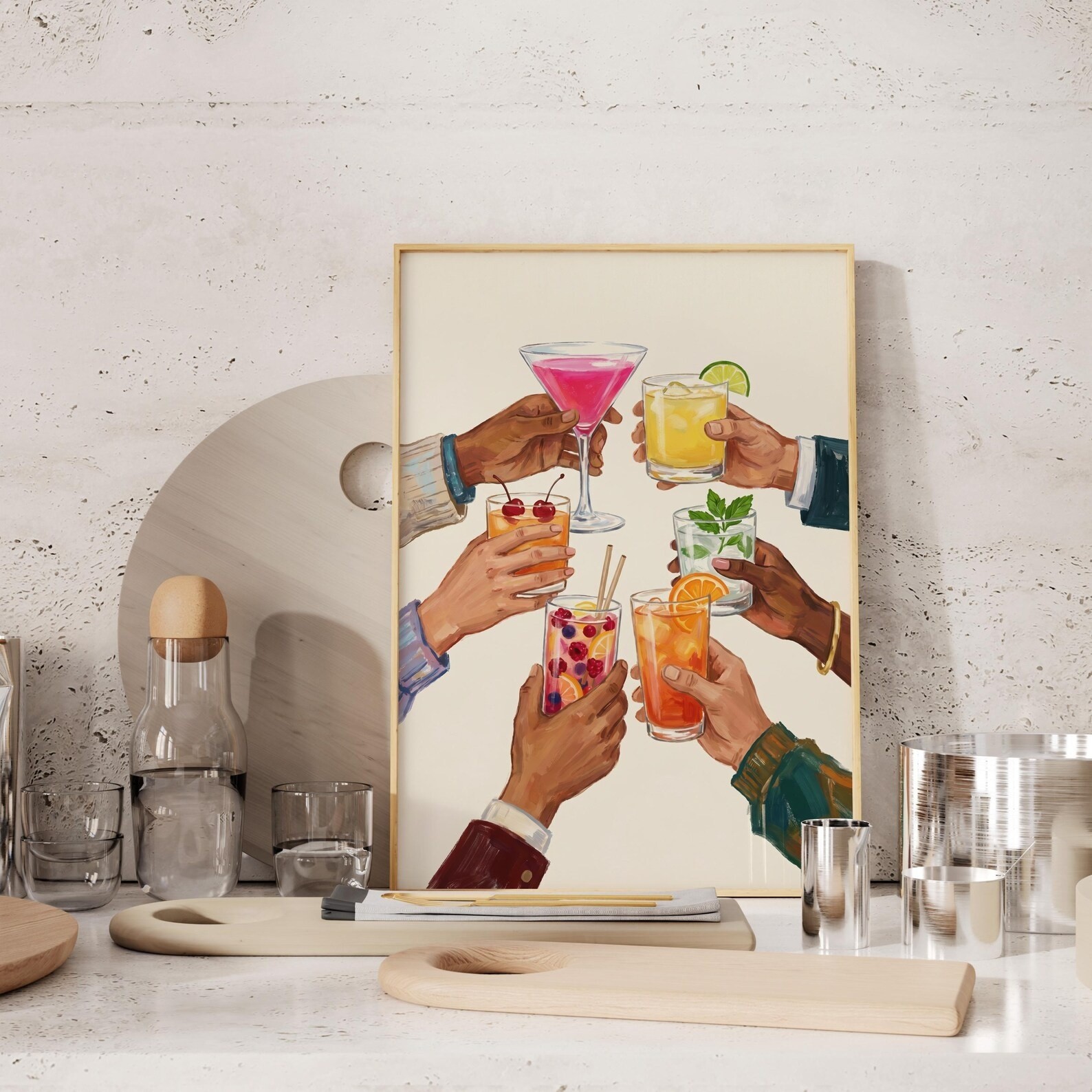 Cheers Cocktail Poster Vintage Lounge Wall Decor