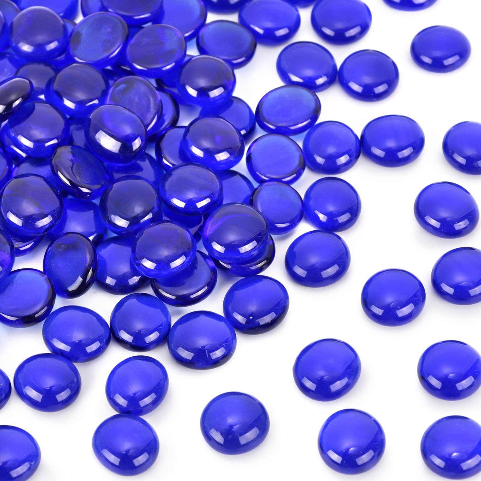 FUTUREPLUSX 1LB Blue Flat Glass Marbles, Premium Dark 1LB,