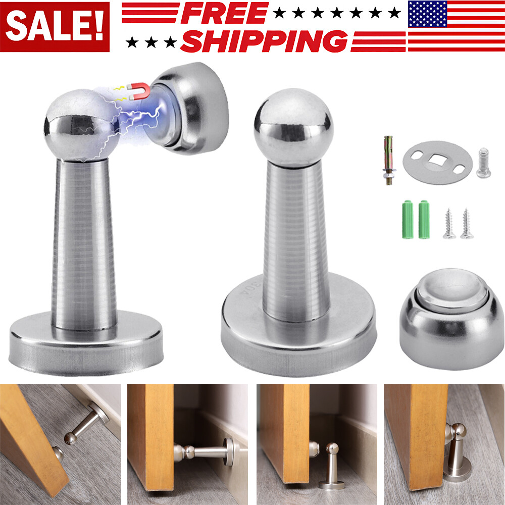 Stainless Steel Magnetic Door Stop Home Door Holder Stopper Wall Floor Mount Lot