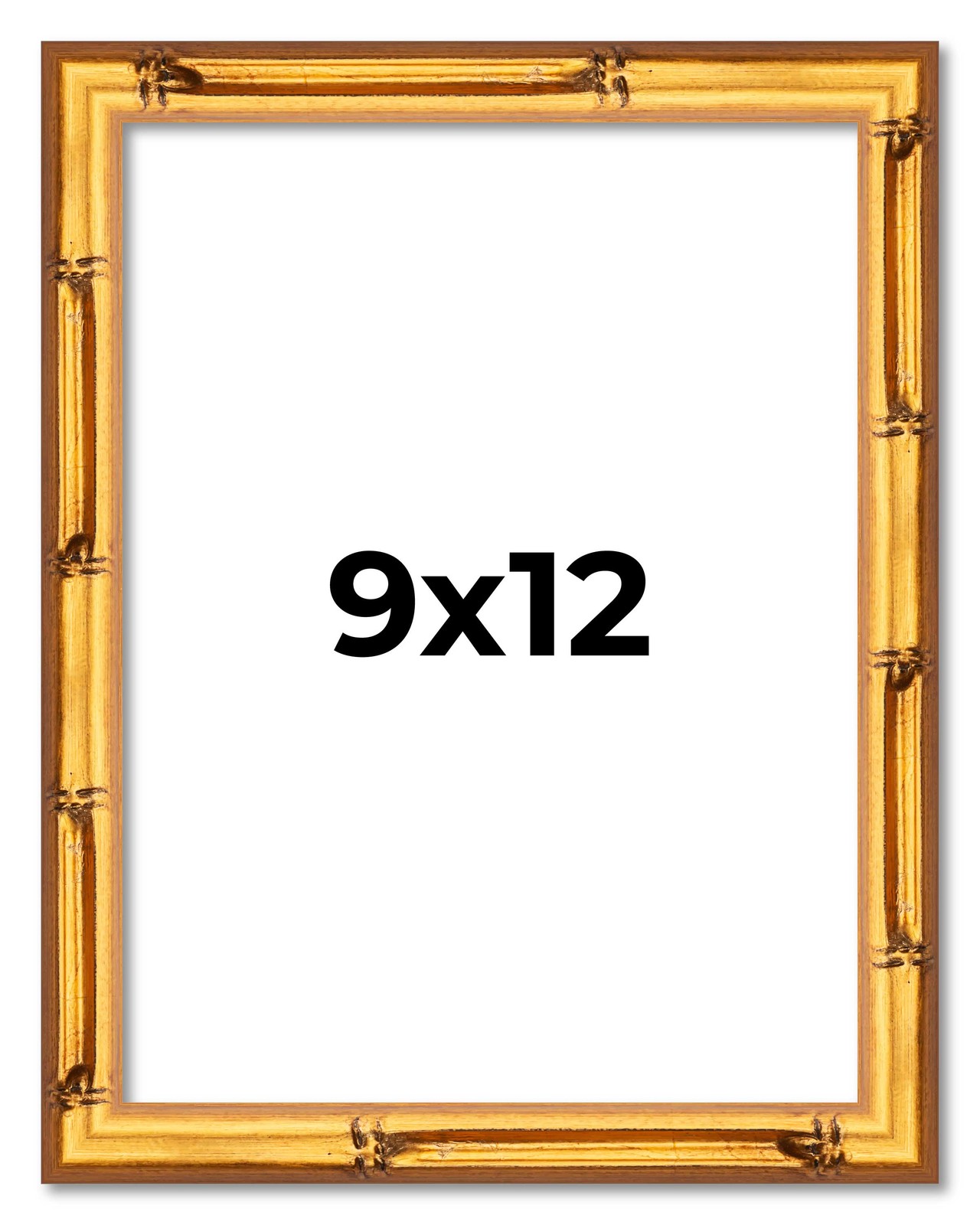 9×12 Frame Gold Bamboo Solid Wood Picture Frame | 1 Inch Moulding Width | Interi