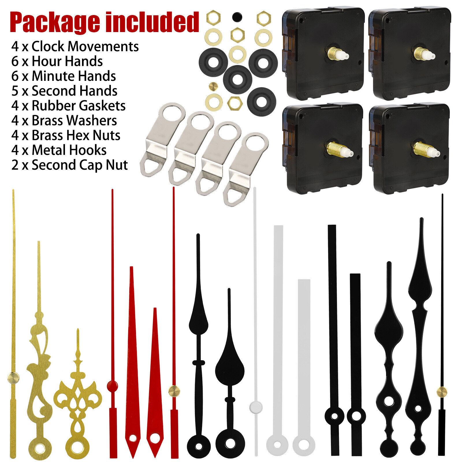 4PCS Wall Quartz Clock Movement Mechanism DIY Replacement Repair Tool Part Kit