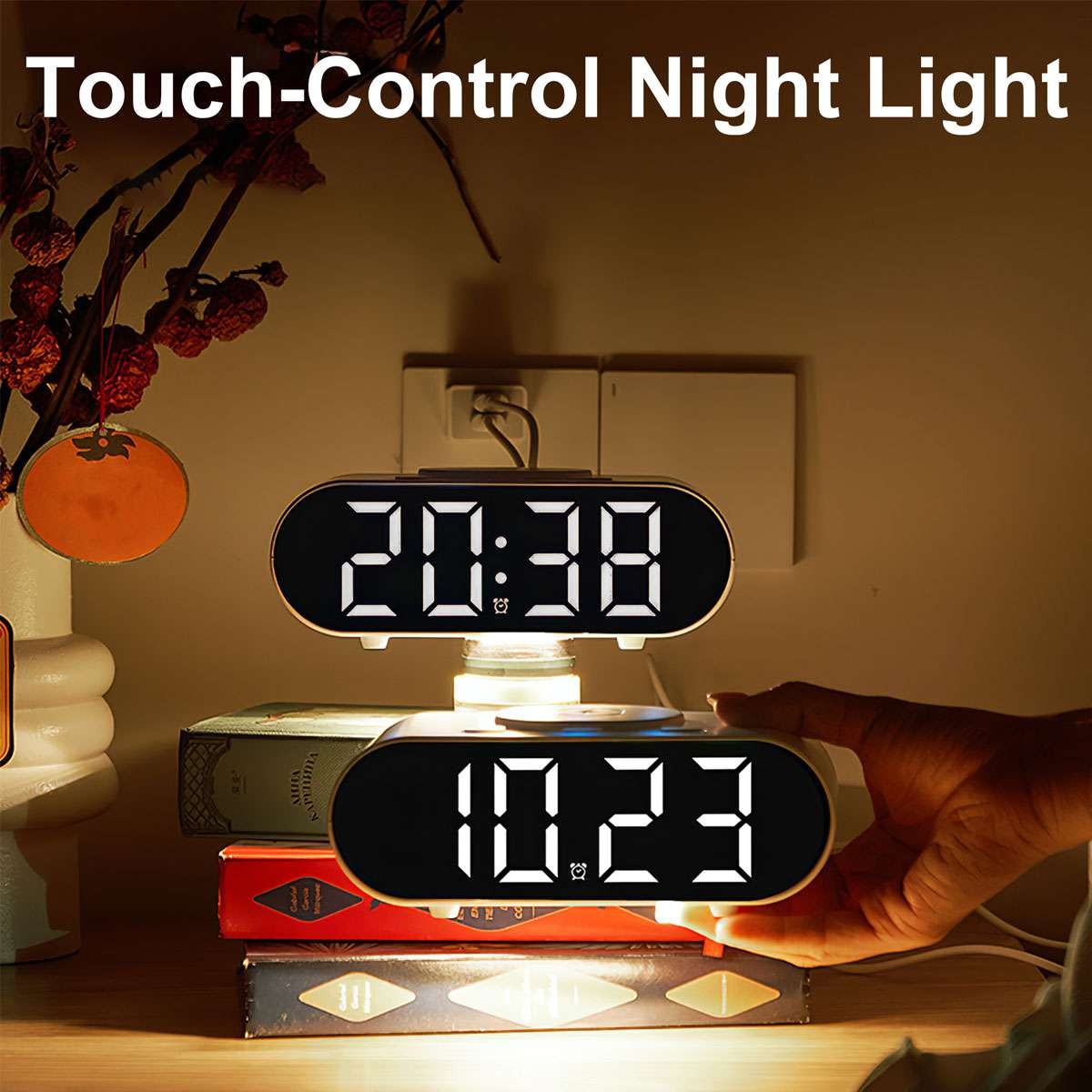 Modern Digital LED Nightstand Alarm Clock With Wireless Phone Charger NEW