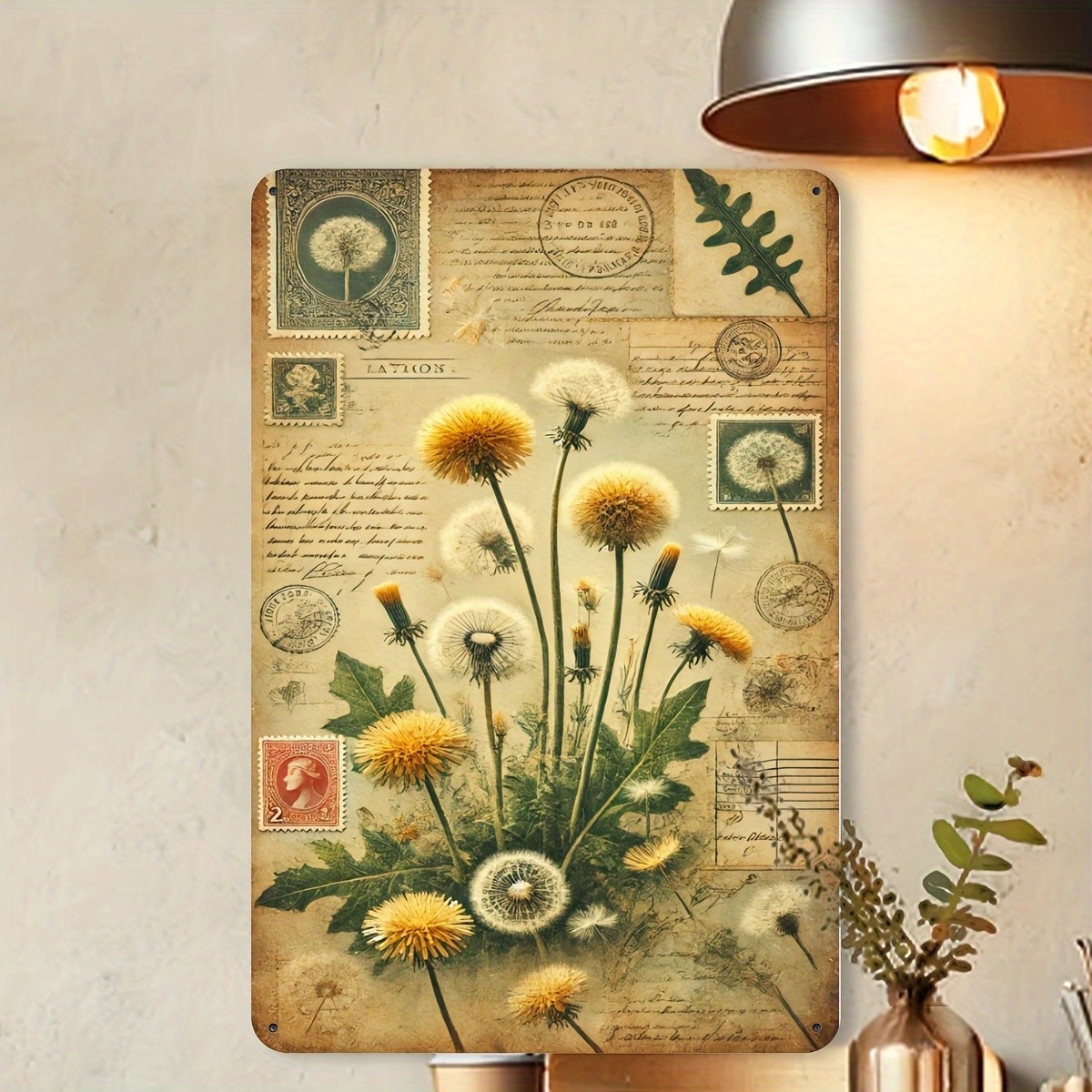 Room Decor 1 Dandelion Retro Tin Metal Signs Brand, Size 8X12 Inches, Suitable f