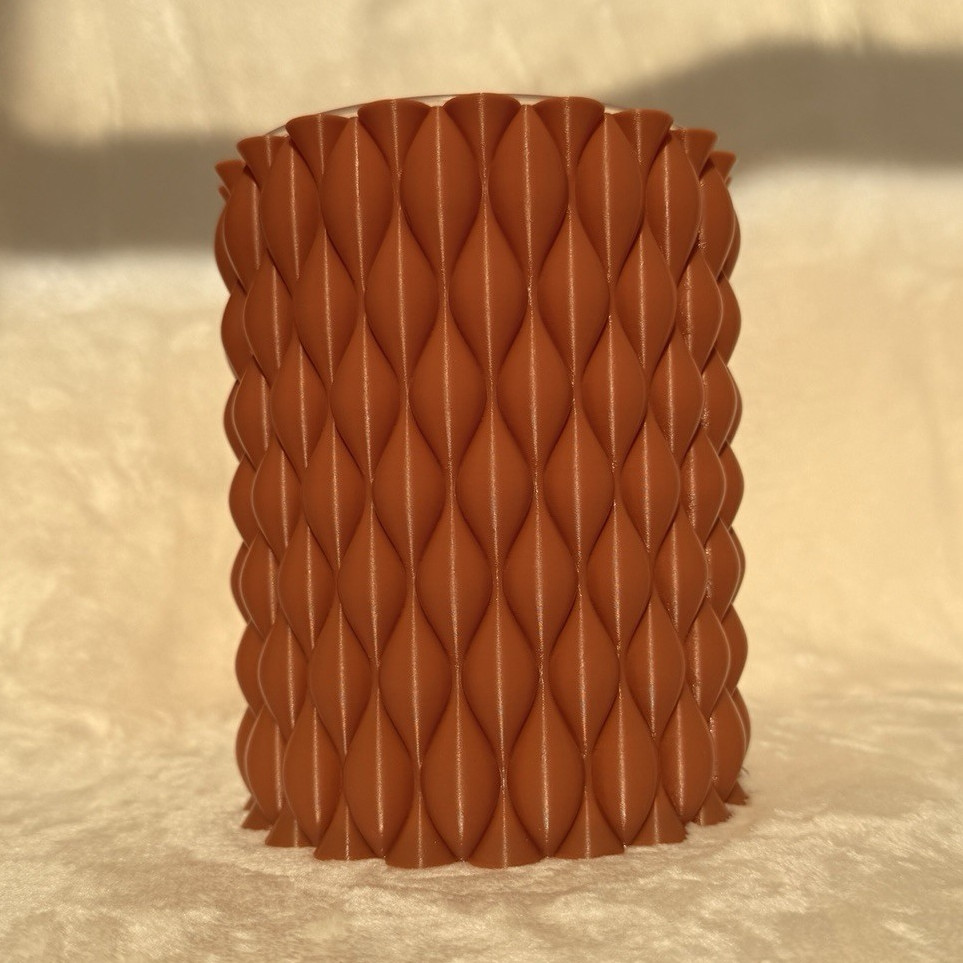 Geometric Textured Brown Plastic Self Watering Pot 4 inch Inner Pot