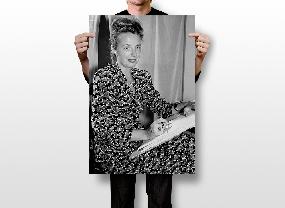 Fashion Designer Claire Mccardell Sketching Wall Art Home Decor – POSTER 20×30