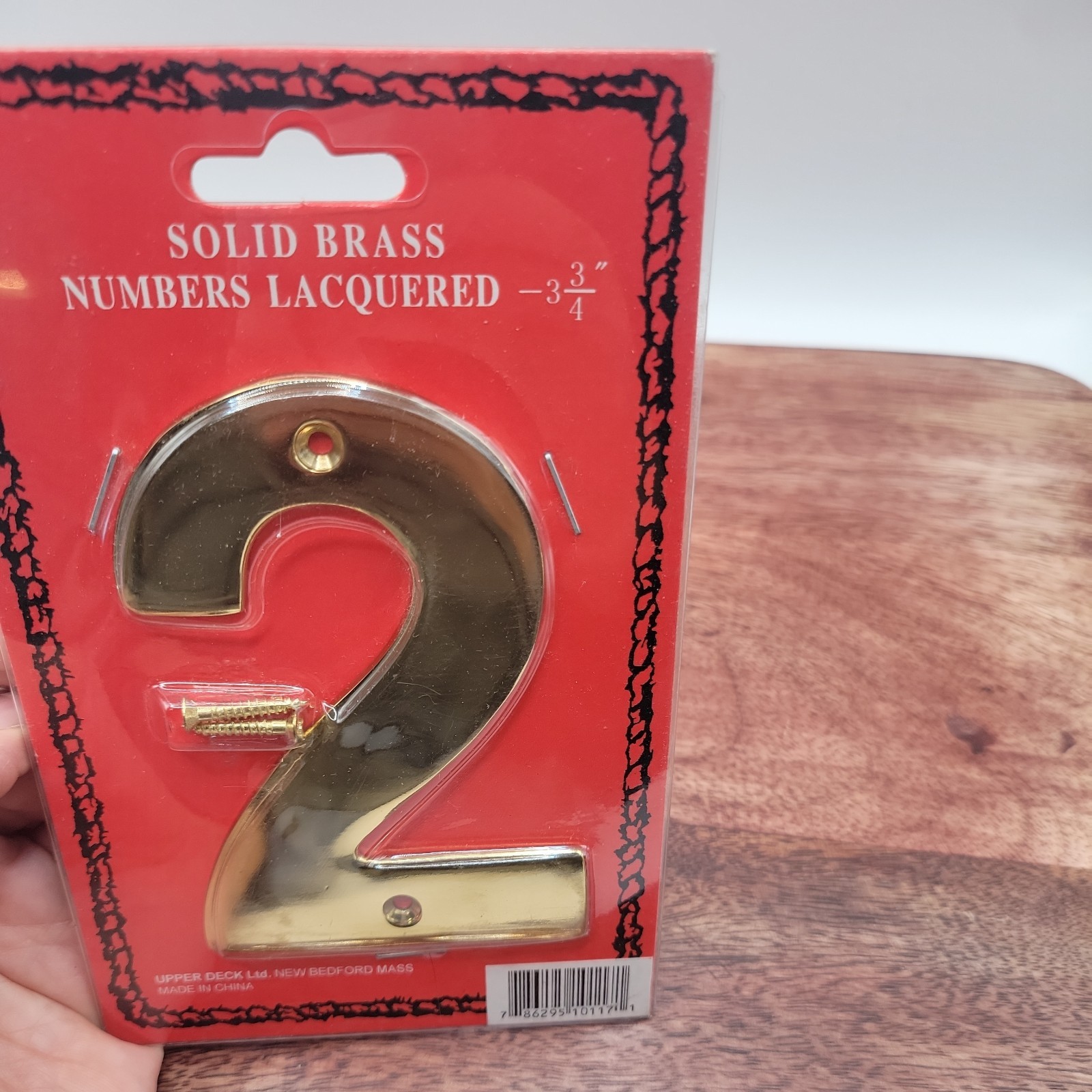 Vtg 3 3/4 inch Handcrafted Upper Deck Solid Brass House Number « 2 » Sealed