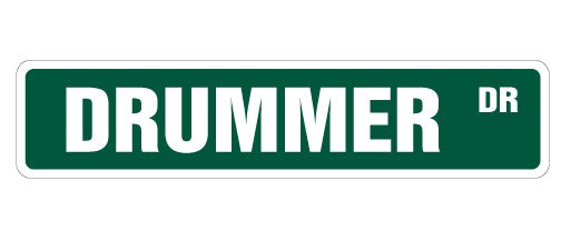 DRUMMER Street Sign Metal Plastic Decal drum sticks cymbal music band