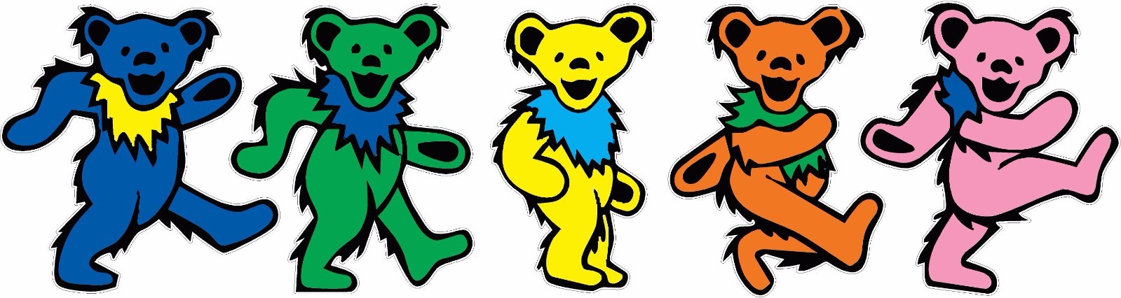 Dancing Bears Grateful Dead Head Vinyl Decal Set 12&Prime; width