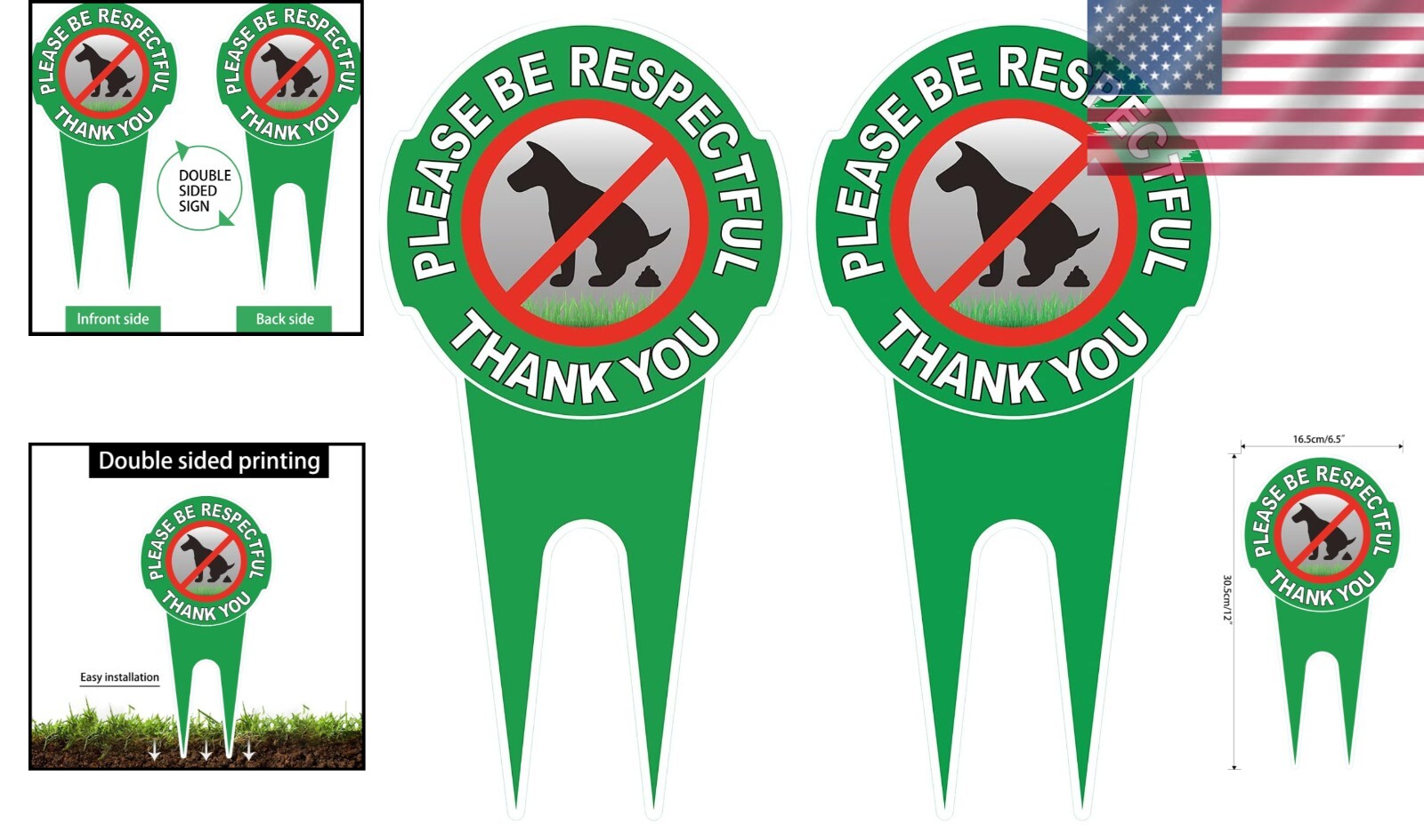 Easy Install Double-Sided Dog Sign – 2 Pack, 12&Prime; x 6&Prime; – Lawn Care Essential