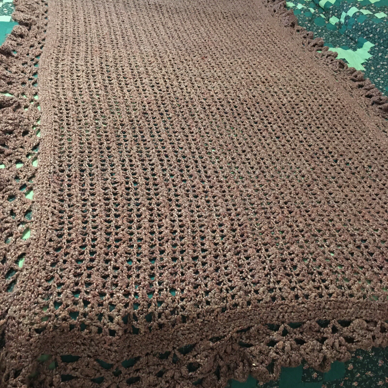 Homemade Afghan in purple 46” by 81” nice throw blanket