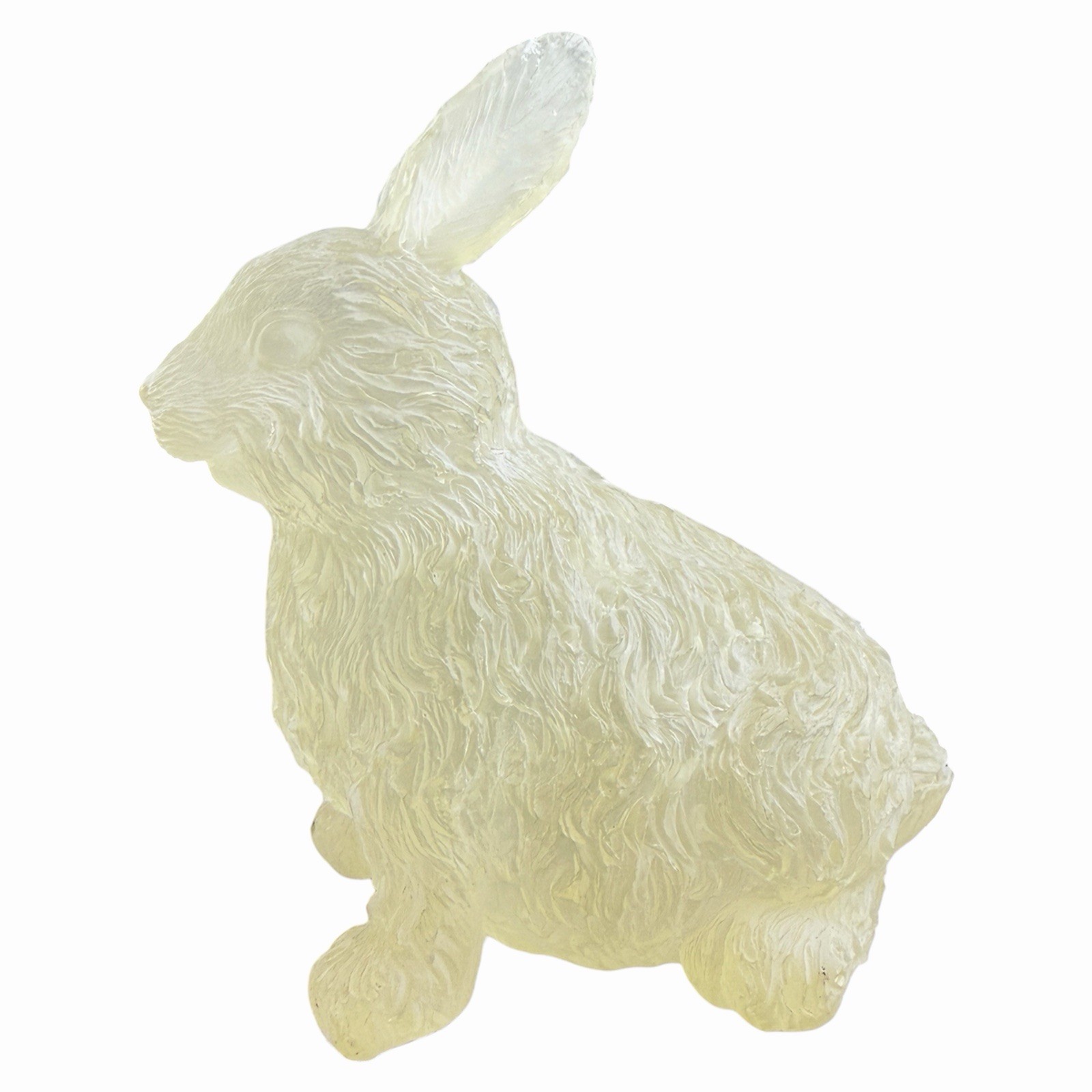 Vintage Glass Style Rabbit Figurine Resin Bunny Frosted Translucent Spring Decor