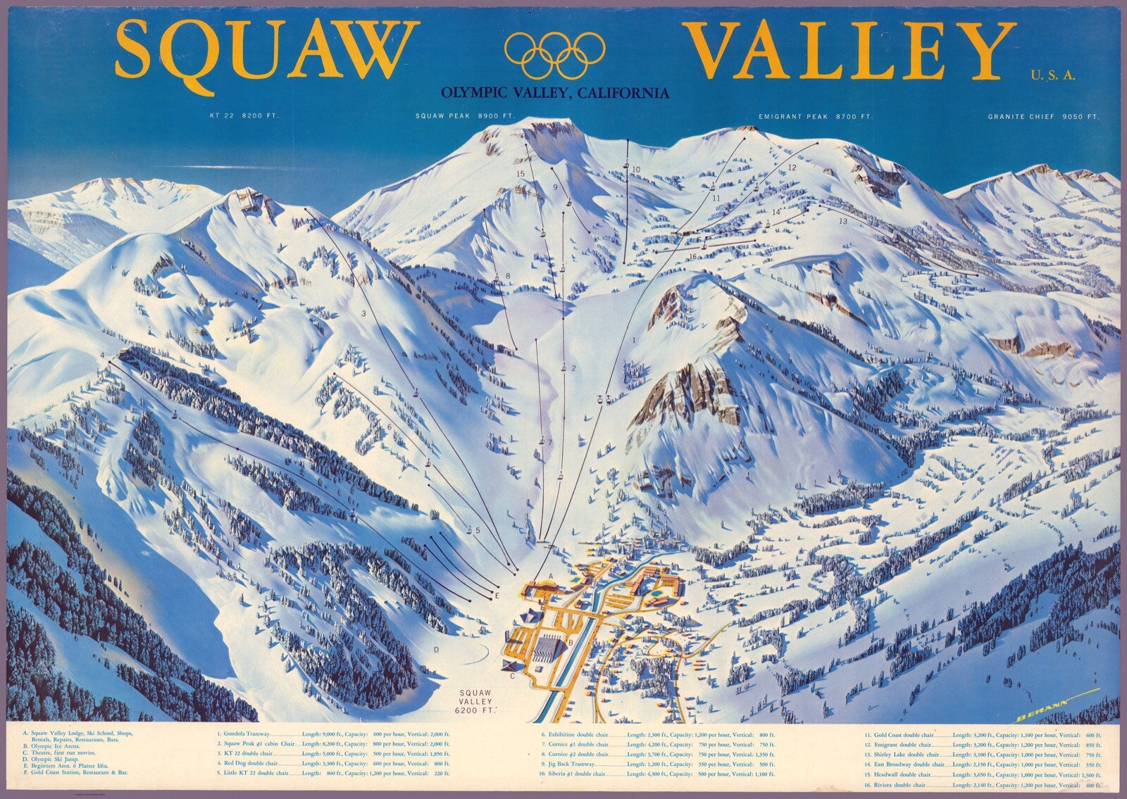 12421.Decor Poster.Vintage Interior wall design.Retro Squaw Valley Ski resort ad