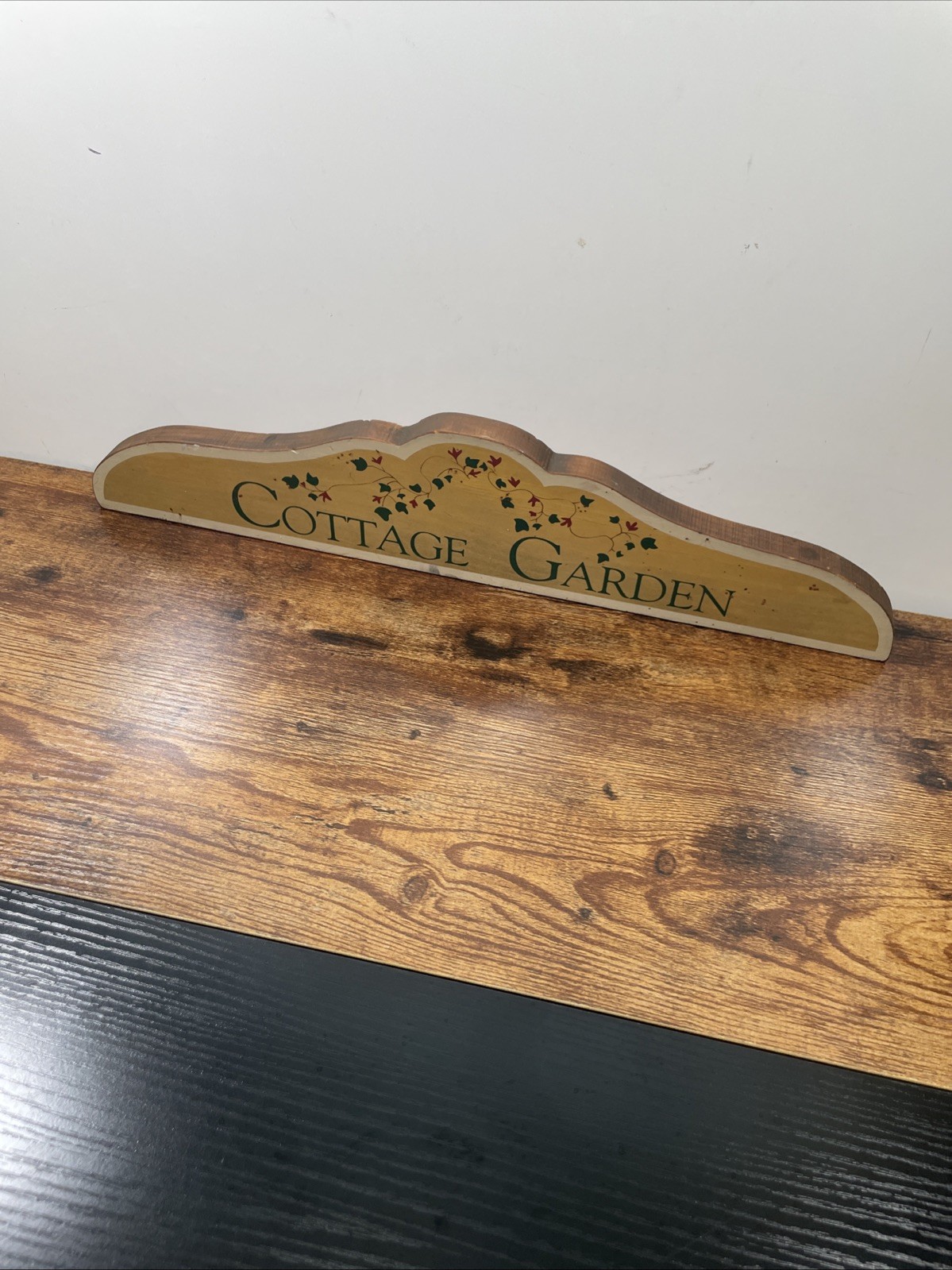 Vintage Wood Cottage Garden Sign Hand Painted Wooden Plaque Plinth Shabby Chic