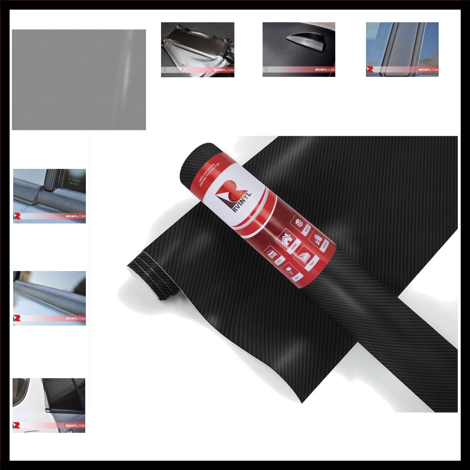 2080 Series CF12 Black Carbon Fiber Dual Cast 3D Weave Embossed Vinyl Car Wra…