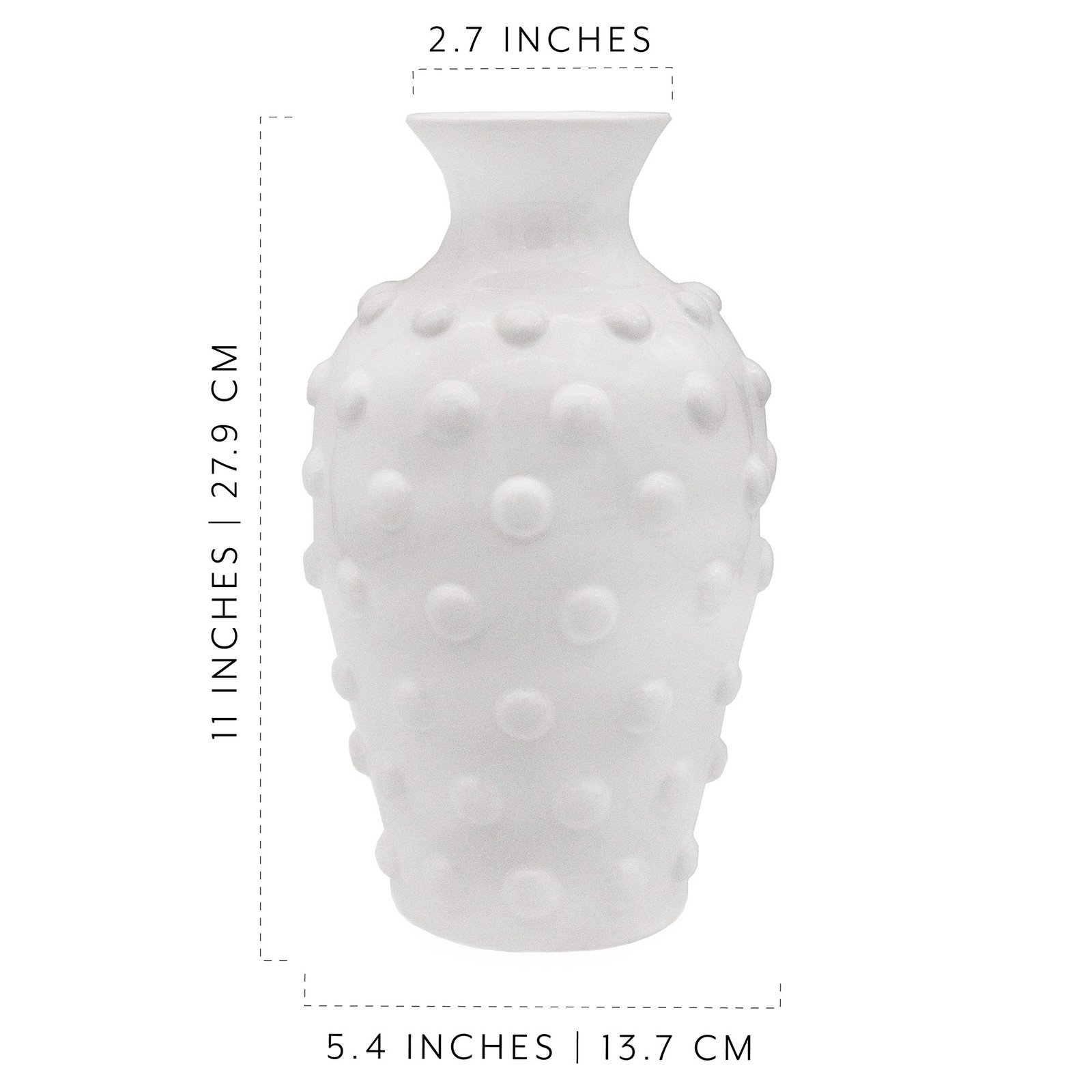 White Old-Fashioned Hobnail Vase, Vintage Style Decor for Home, Office, Events