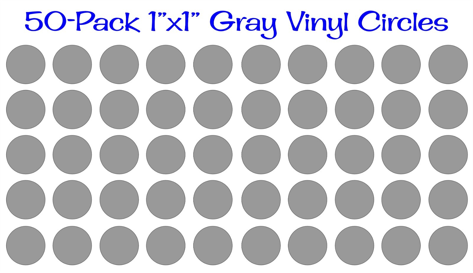 50 pack – 1&Prime;x1&Prime; Round Gray Vinyl Stickers / Decals Circles Polka Dots Die Cut