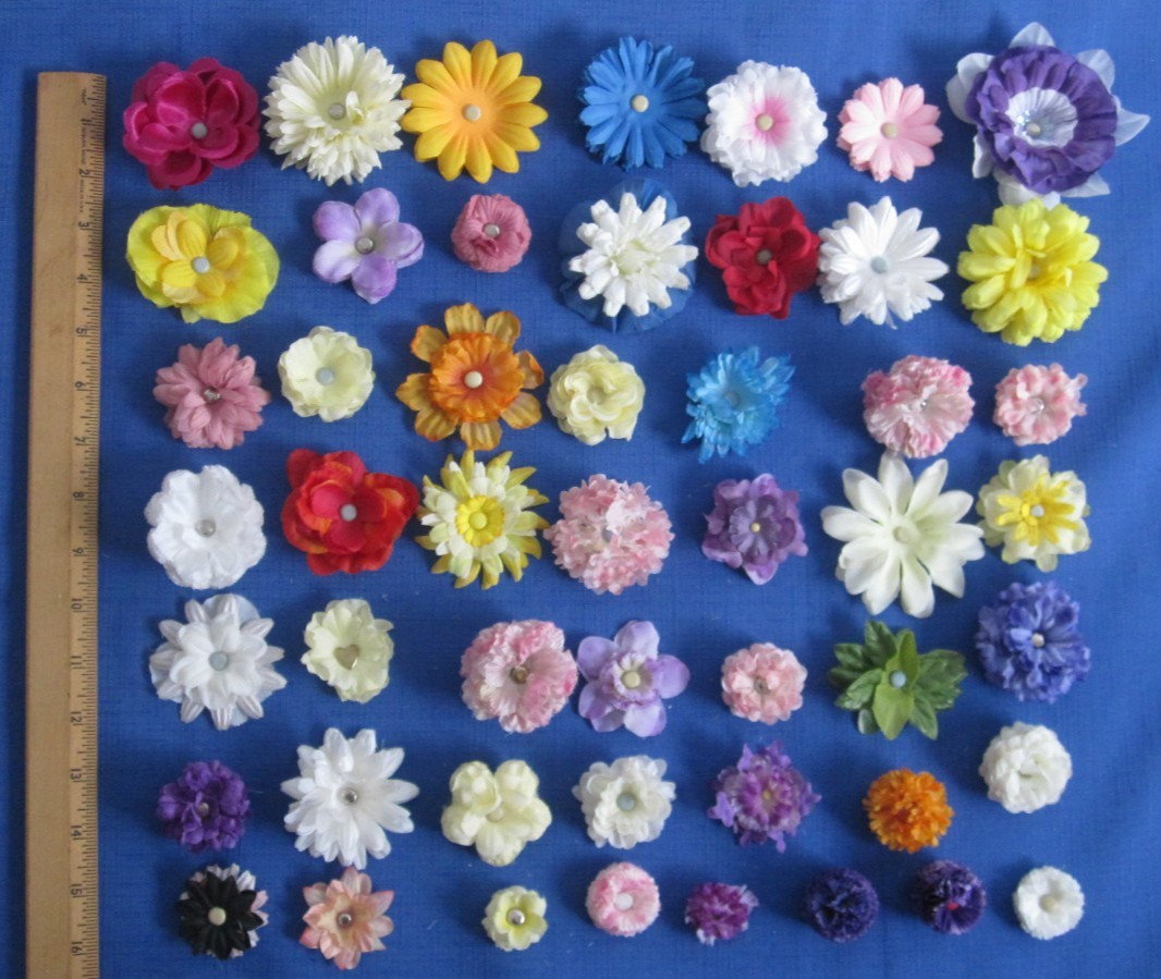 #5 Lot-50 Small/Medium Layers Used Silk Flower Petals 1-3&Prime; Brads Multiple Colors