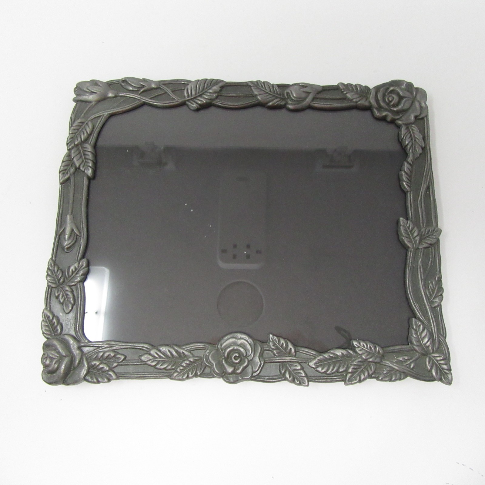 CottageCore Pewter Metal Picture Frame Floral Rose Grandmillennial 8 x 10&Prime; vtg