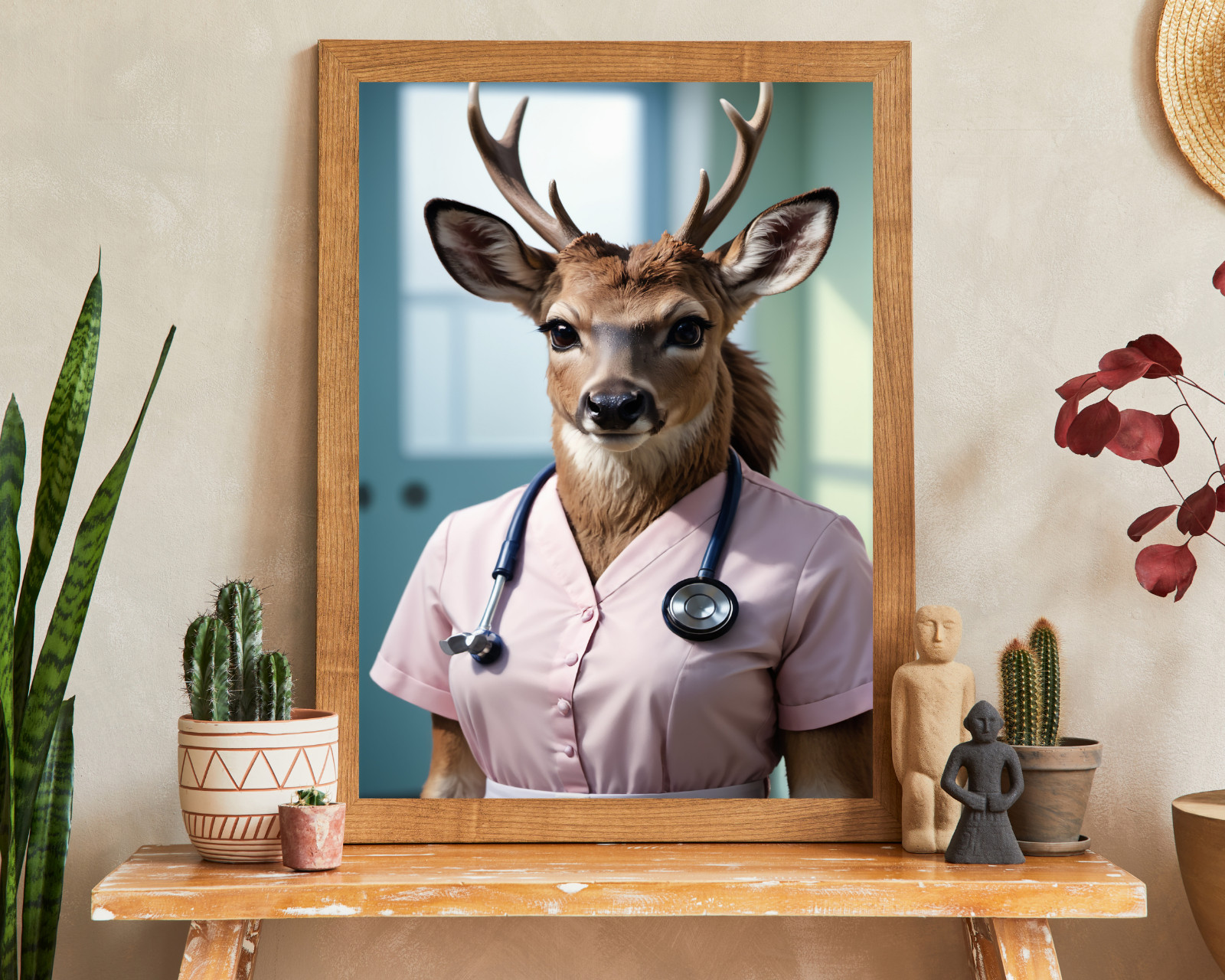 Nurse Deer Portrait, Animal Portrait, Realistic Animal Portrait, Animal Wall Art