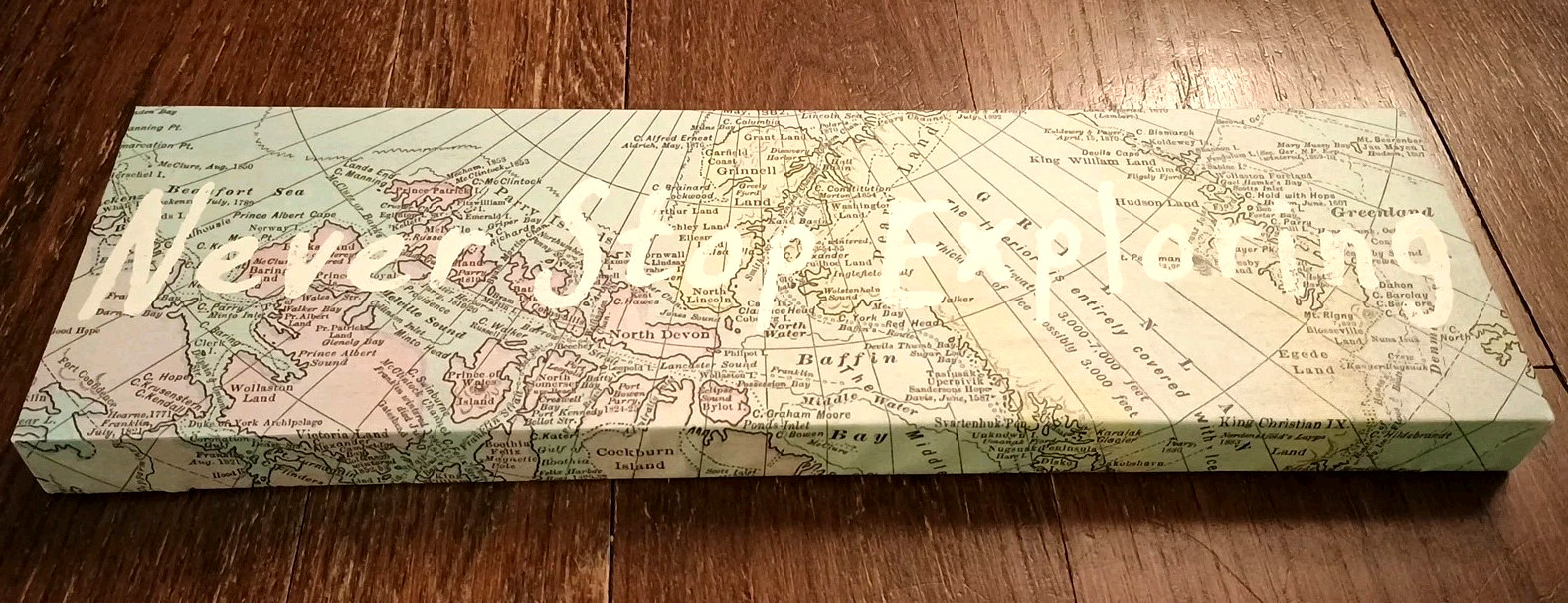 Never Stop Exploring on Map Canvas wall art Home Decor Lot 26 Studio 20&Prime; x 6&Prime;