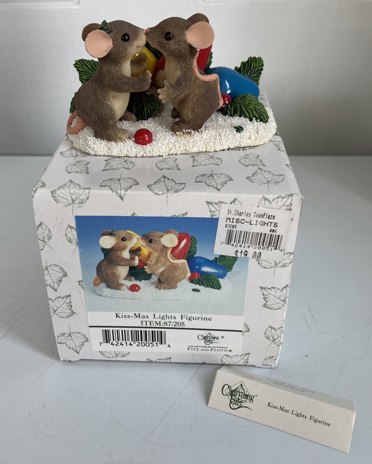 VTG Charming Tails « Kiss-Mas Lights » Figurine Fitz & Floyd w/Original Box