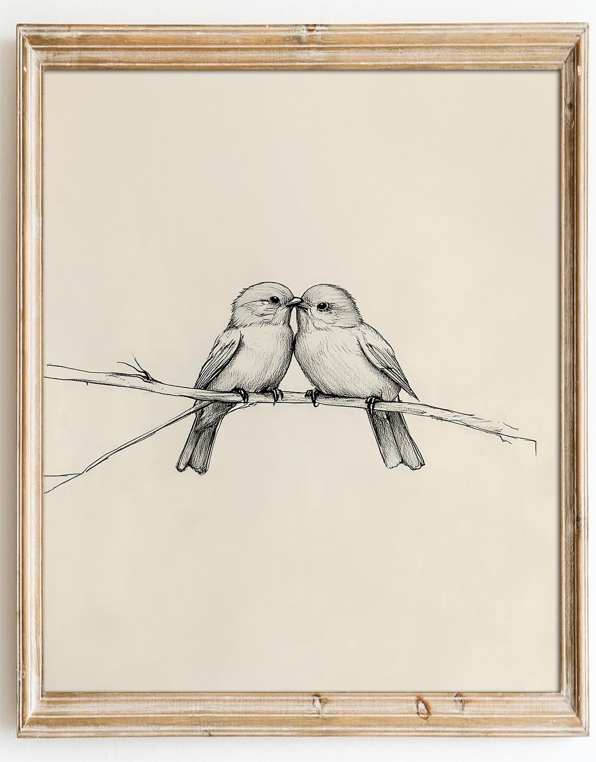 Kizbok Neutral Bird Wall Art Prints, Vintage Birds in Love 10&Prime;L x 8&Prime;W,