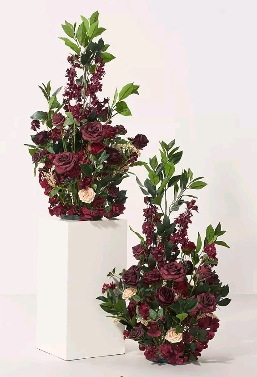 Ling&rsquo;s Moment 41&Prime; Free-Standing Bordeaux Red Wedding Flowers for Party Events
